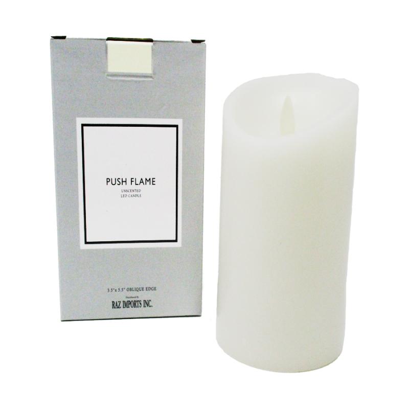 Ivory Push Flame Candle - 3.5"x5.5"