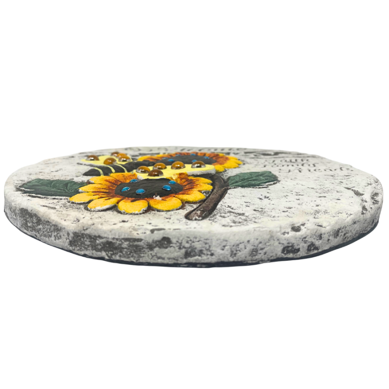 10" Cement Sunflower Welcome Stepping Stone