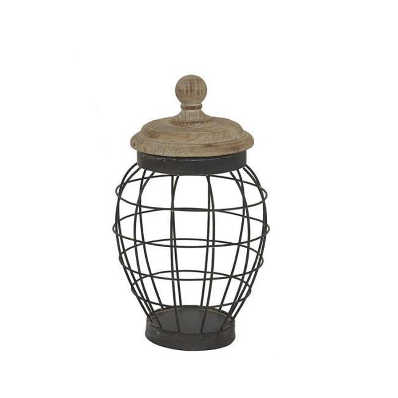 12" Wired Jar w/Wooden Lid