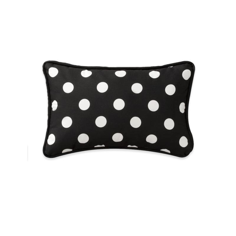 13" x 20" Polka Dot Black Outdoor Pillow