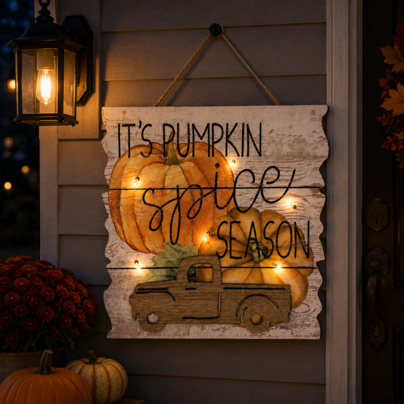 9.5" Light-up Pumpkin Spice Sign