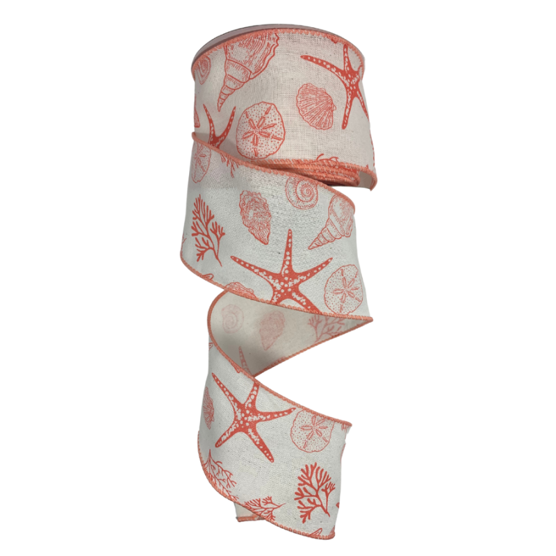 2.5" x 10yd Star Fish & Shells Ribbon
