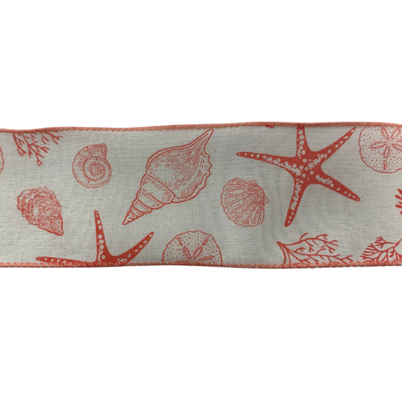 2.5" x 10yd Star Fish & Shells Ribbon