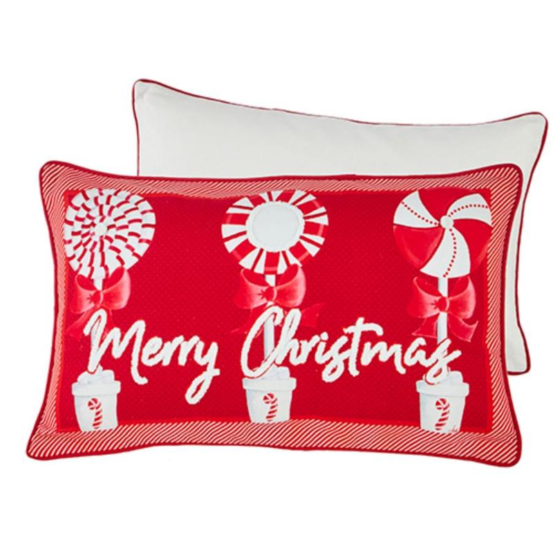 20" Merry Christmas Candy Lumbar Pillow
