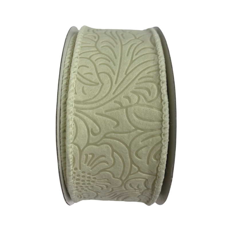 1.5" x 10yd Ivory Embossed Ribbon