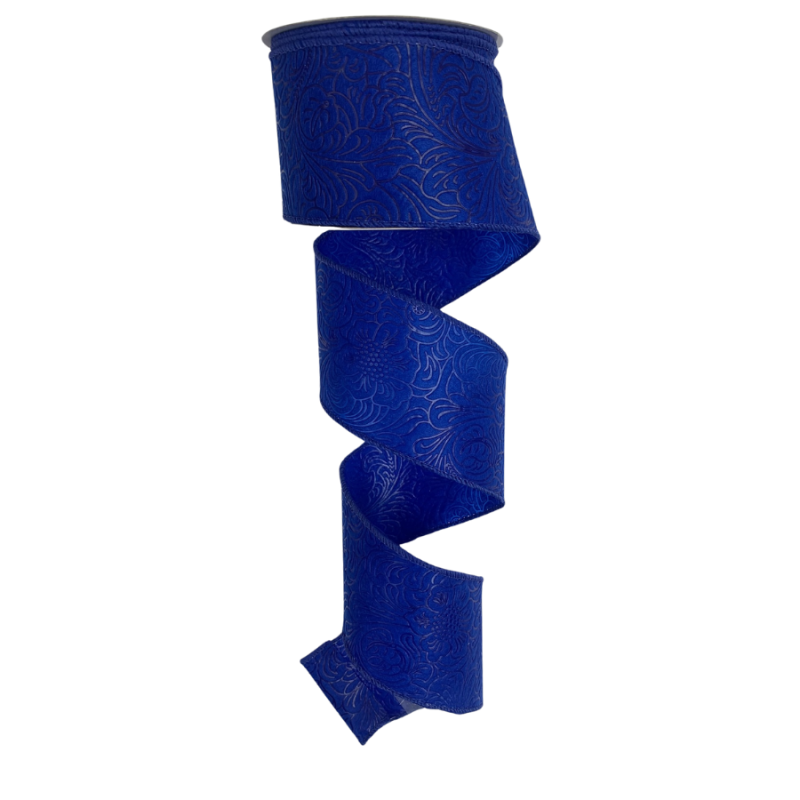 2.5" x 10yd Blue Embossed Ribbon