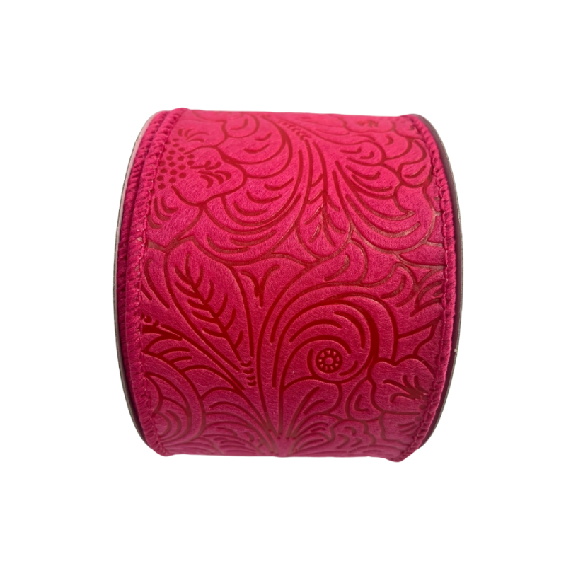 2.5" x 10yd Cranberry Embossed Ribbon