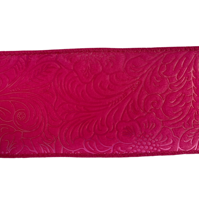 2.5" x 10yd Cranberry Embossed Ribbon