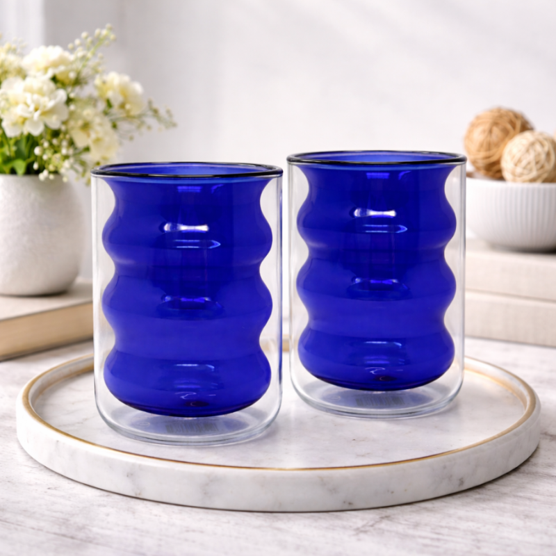 Blue Bubble Glass - Set of 2