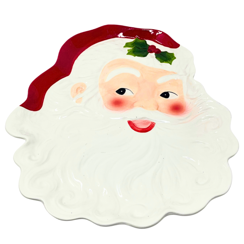 14.5" Ceramic Santa Face Holiday Plate