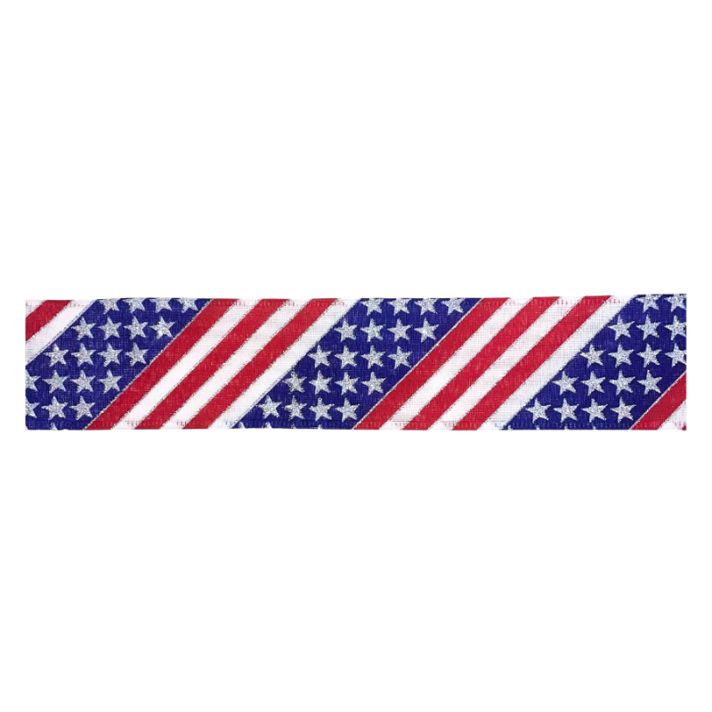 2.5" x 10yd American Flag Wired Ribbon