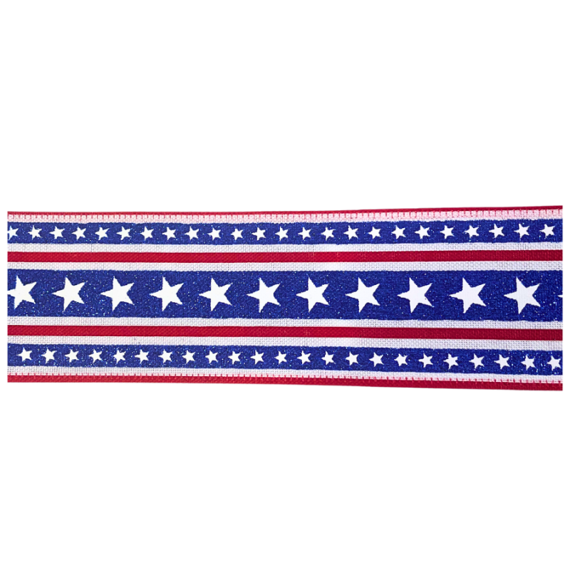 2.5" x 10yd Bold Stars and Strips Glitter Ribbon