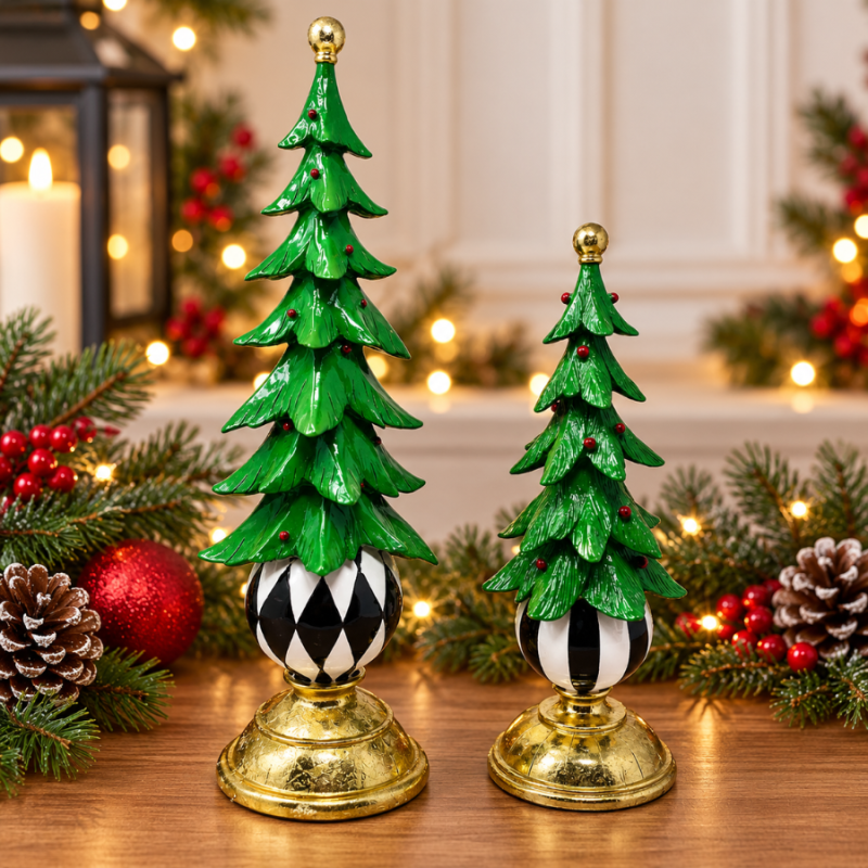 Christmas Tress on Ball Pedestal Set