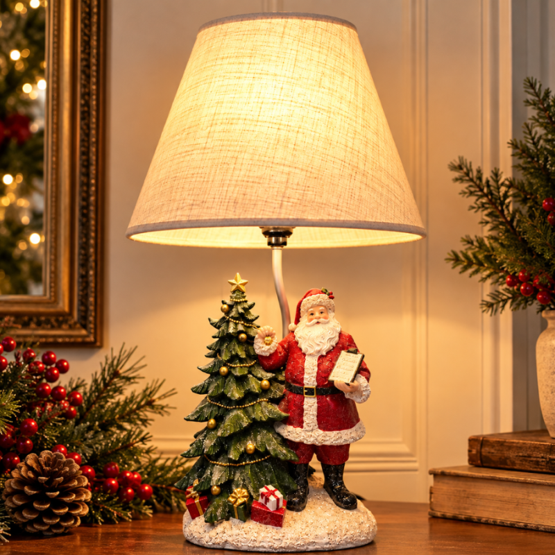 19" Christmas Tree & Santa Lamp