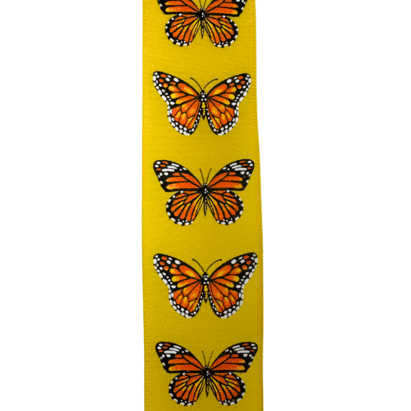 2.5"x10yd Butterflies on Yellow Ribbon