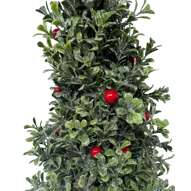 19" Frosted Boxwood Tree w/ Berries