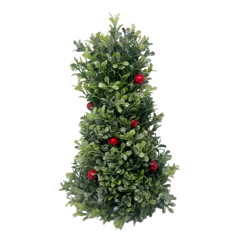 12" Frosted Boxwood Tree w/ Berries