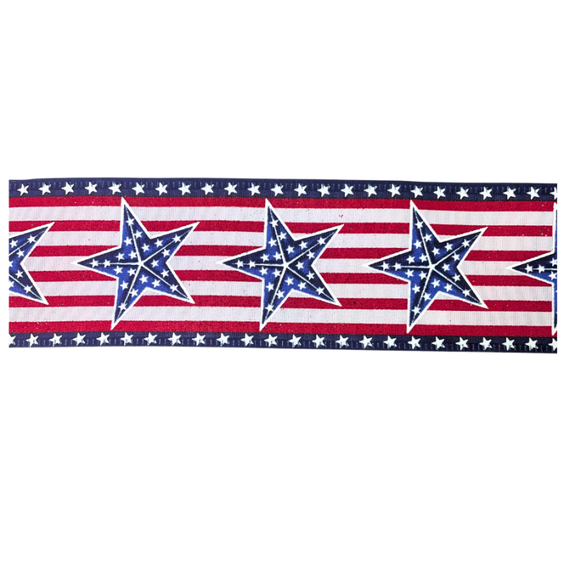 2.5" x 10yd Blue & White Stars on Stripes Ribbon