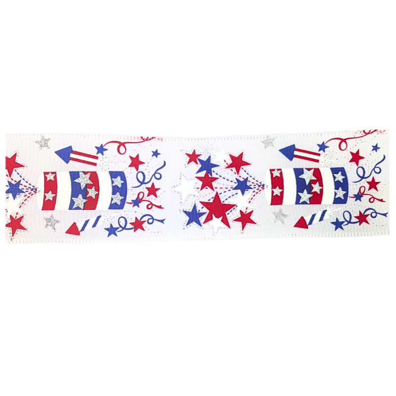 2.5" x 10yd Firework Fun Patriotic Ribbon