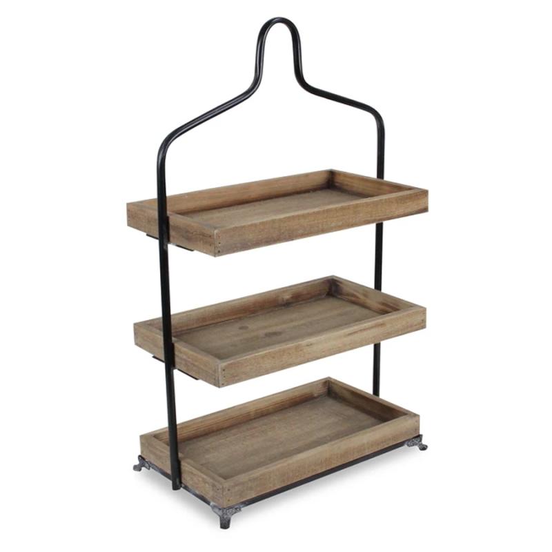 Three-Tier Wood & Metal Table Storage
