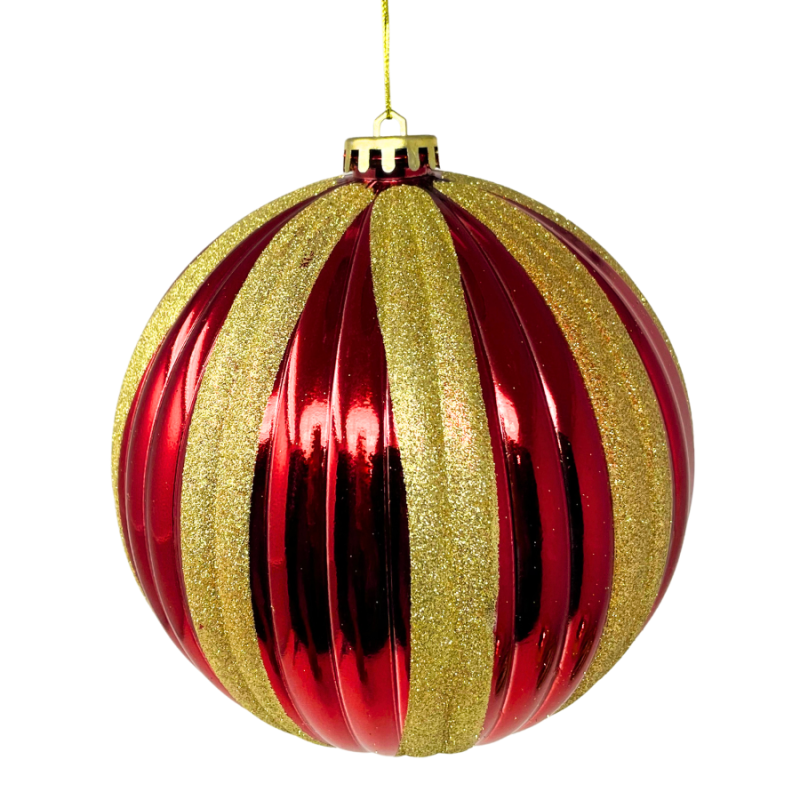 6" Green, Red & Gold Ball Ornament Set