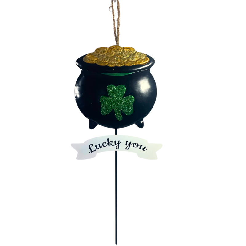 23" Pot of Gold "Lucky You" Metal Yard Stake