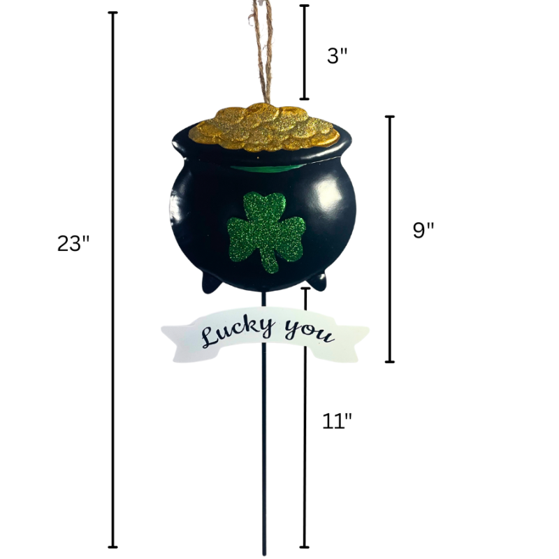 23" Pot of Gold "Lucky You" Metal Yard Stake
