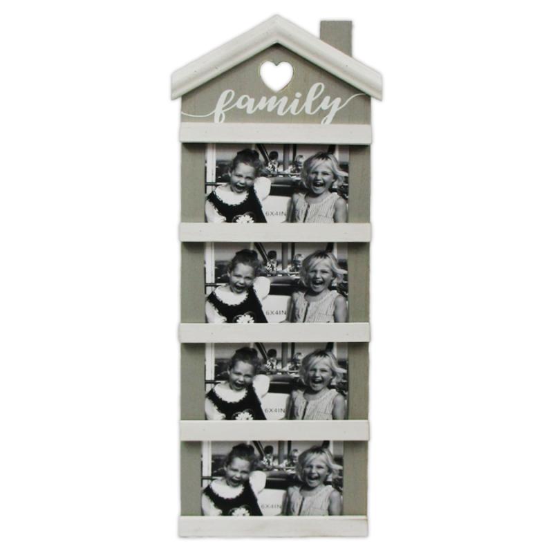 House Shaped Family Photo Frame - 6x4 Grey