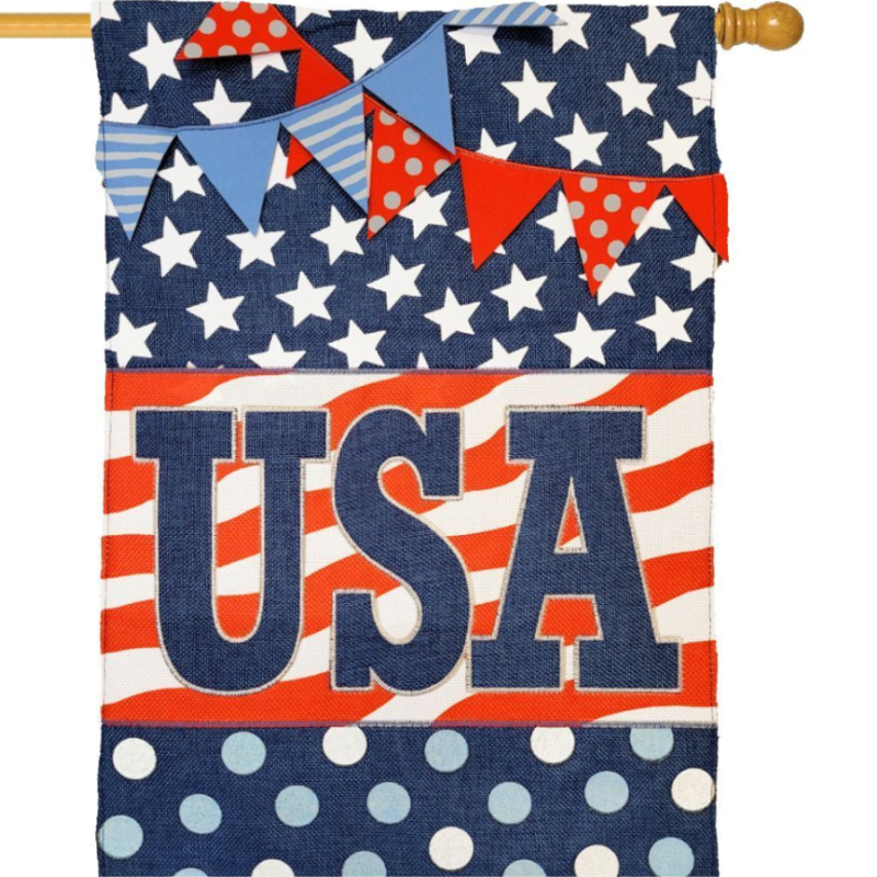 Applique-Patriotic USA House Flag