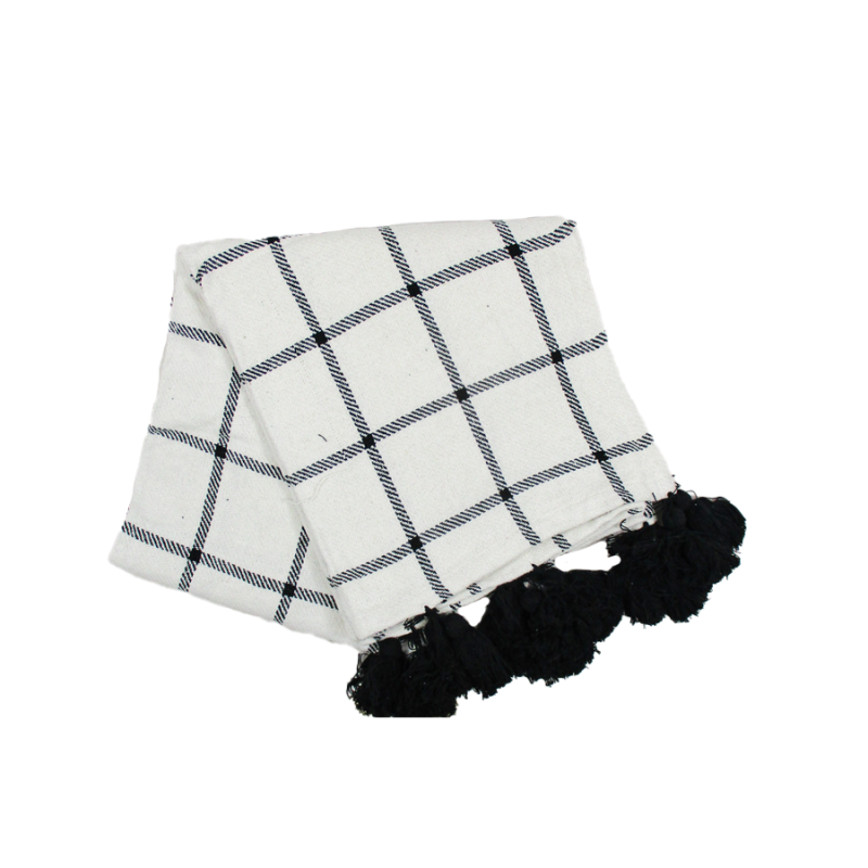 50"x60" Black White Large Check Throw Blanket W/Tassels