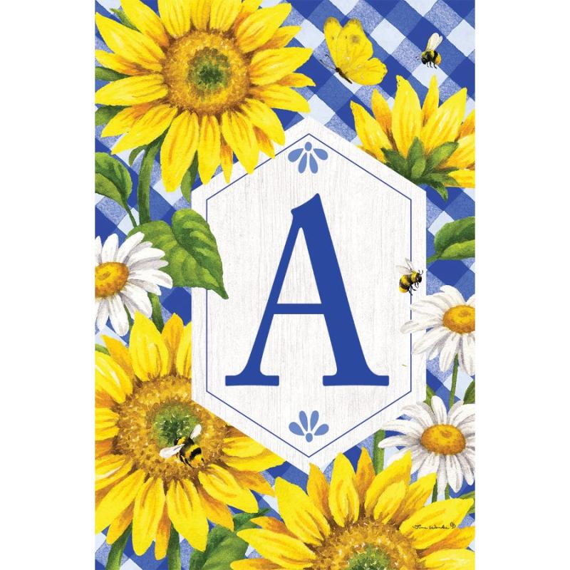 Sunflowers & Daisies Monogram Flag- A