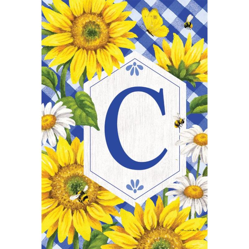 Sunflowers & Daisies Monogram Flag- C