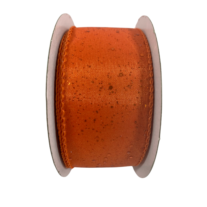 1.5" x 10yd Orange Specked Fall Ribbon