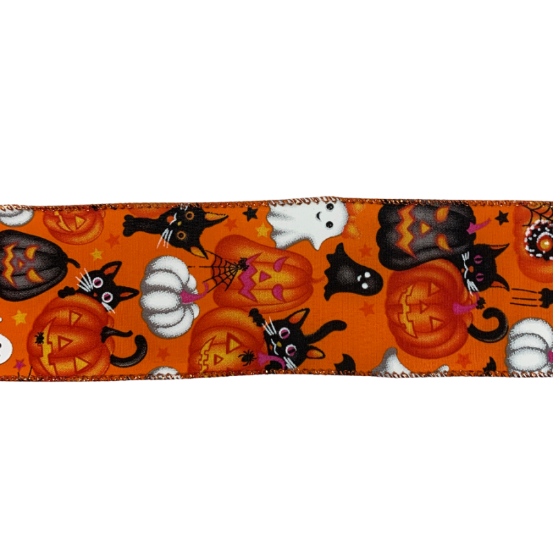 2.5" x 10yd Orange Halloween Ribbon