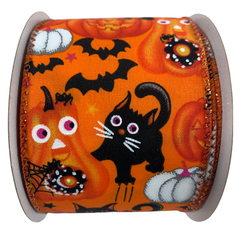 2.5" x 10yd Orange Halloween Ribbon