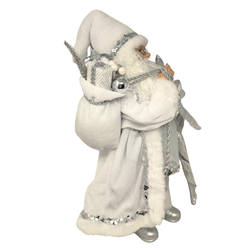19" Silver Santa w/ Fur Coat