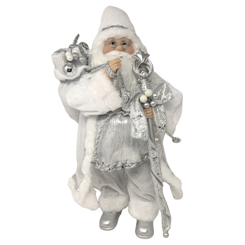 19" Silver Santa w/ Fur Coat