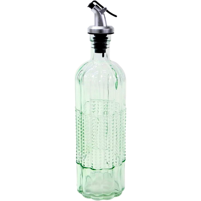 16oz Rondo Embossed Glass Oil and Vinegar Cruet w/ Pourer