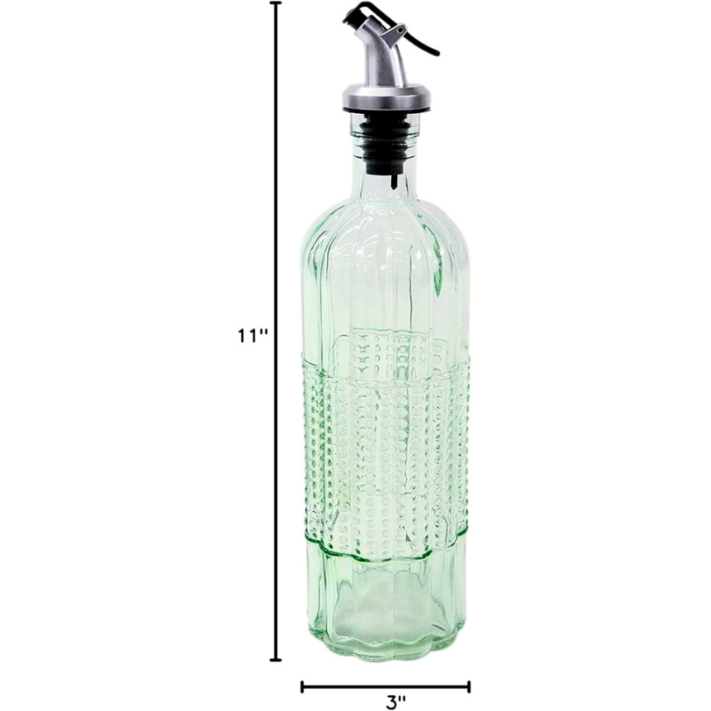 16oz Rondo Embossed Glass Oil and Vinegar Cruet w/ Pourer