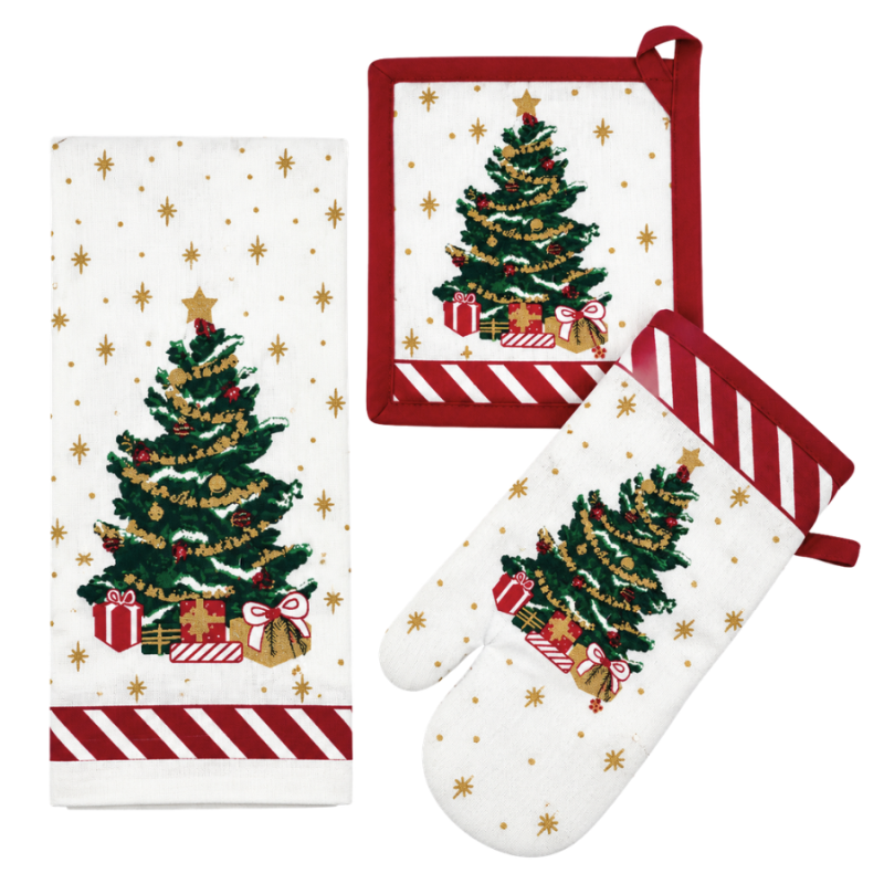 3 pc Christmas Tree Kitchen Linen Set