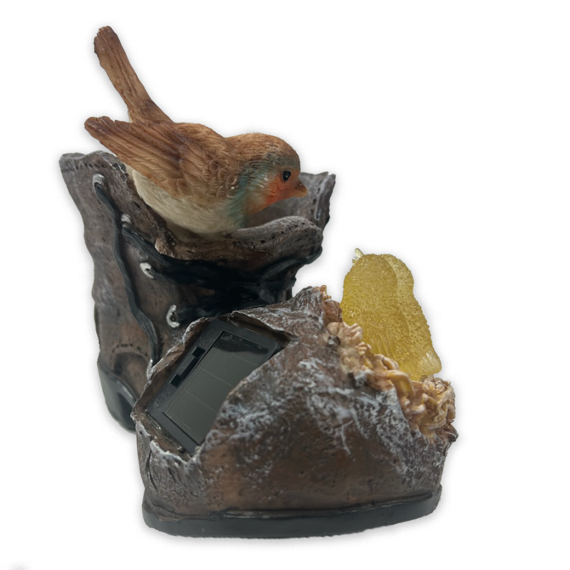 Solar Resin Boot Pot-Brown Bird