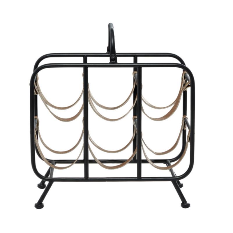 Metal Faux Leather Wine Rack - 6 Bottle