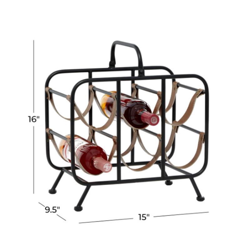Metal Faux Leather Wine Rack 6 Bottle (A)Wine Racks/ Holders