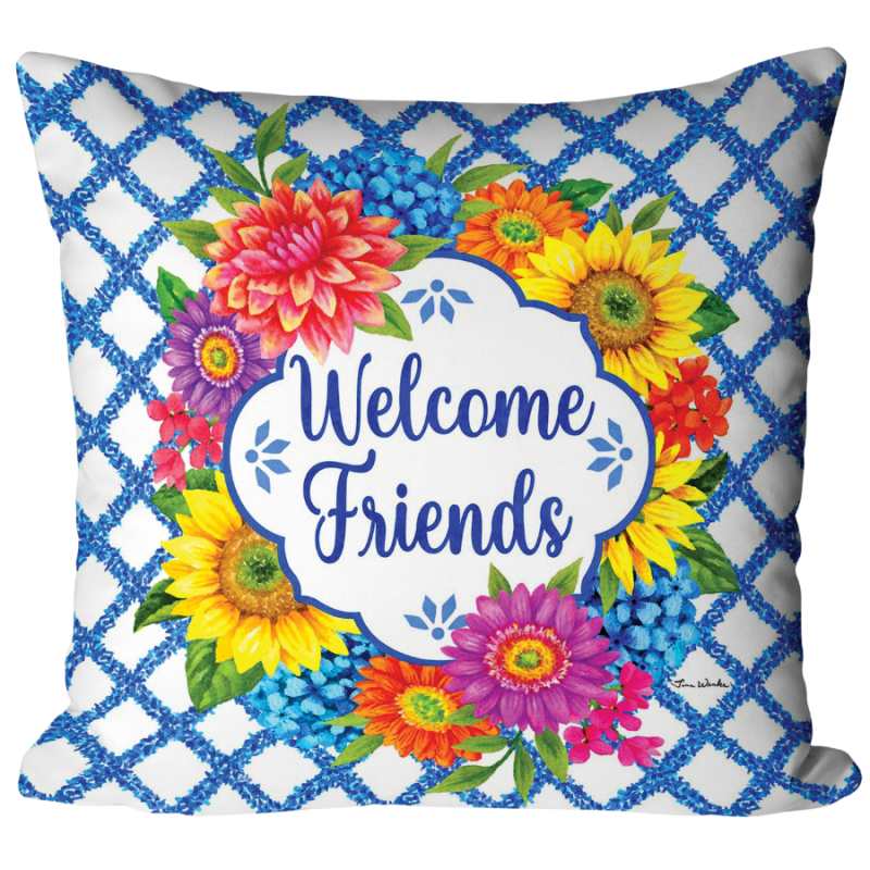 17" Floral Vines Pillow