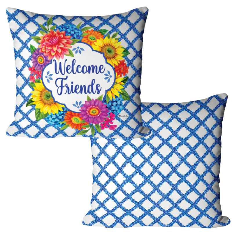 17" Floral Vines Pillow
