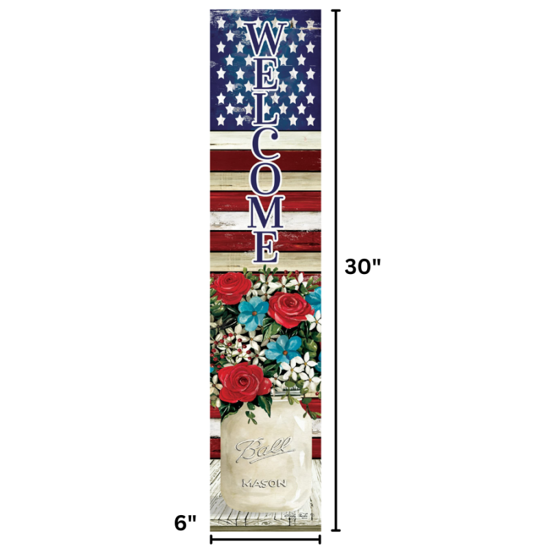 USA Flag Forals Yard Expressions Sign