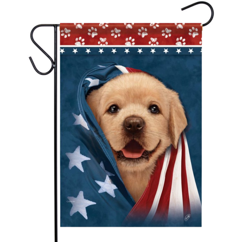 Patriotic Puppy Garden Flag