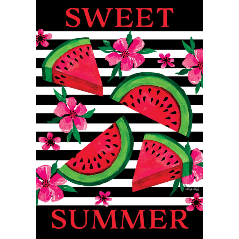 Watermelon Stripes Garden Flag