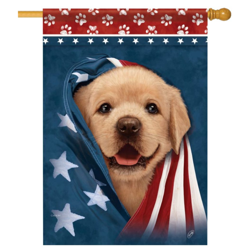 Patriotic Puppy House Flag