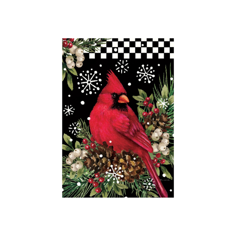Cardinal Pine Cones House Flag